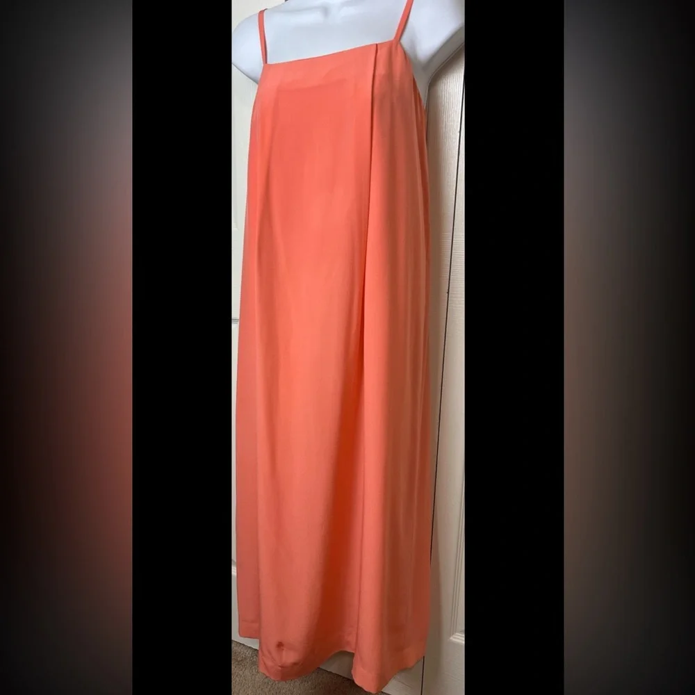 KATE SPADE Dress 100% Silk Maxi Orange Shift Sleeveless Wedding Strappy